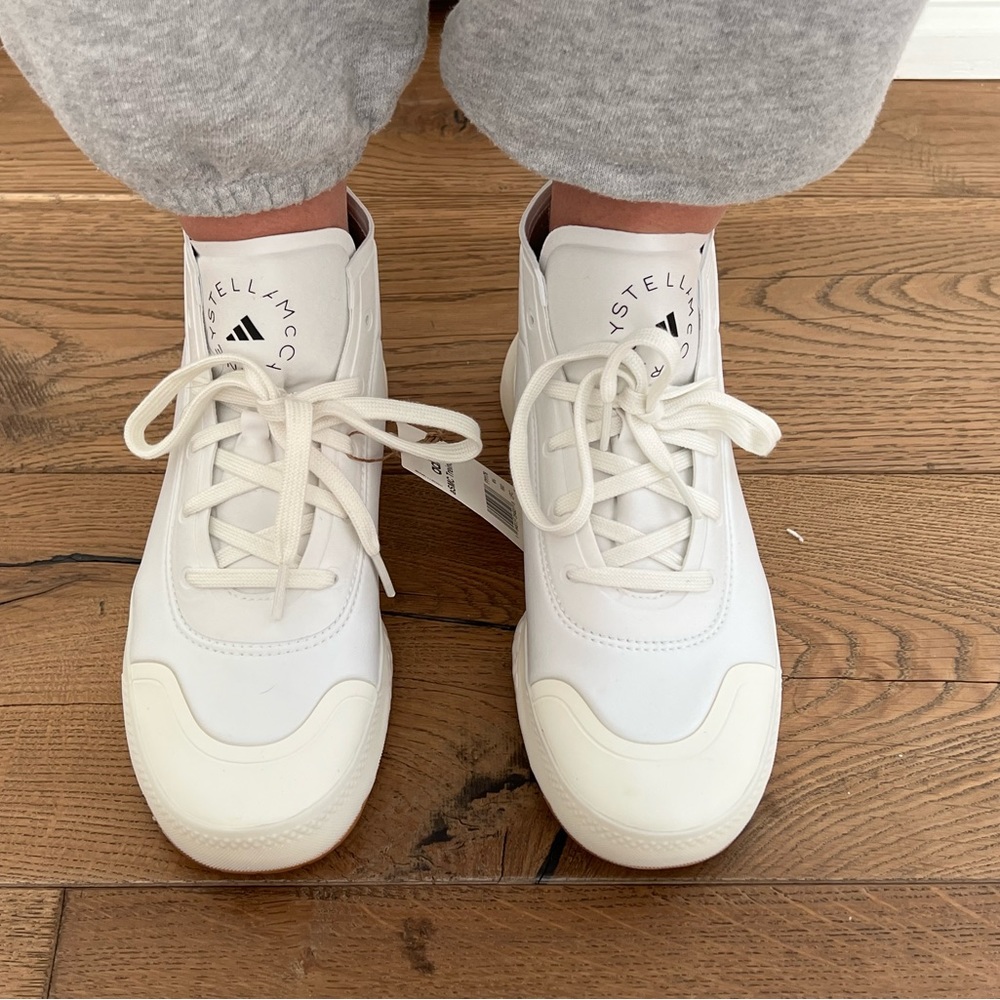 Stella McCartney for Adidas White High Top Sneakers, Size 8 - Picture 3 of 5
